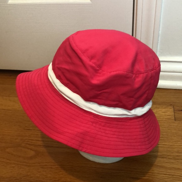 LL Bean Pink Nylon Bucket Sun hat white stripe adjustable - Picture 2 of 8